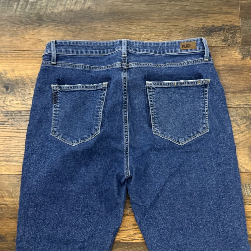 PAIGE Taylor Straight Lyla Jeans Womens 31 High Rise Raw Hem Crop Denim - Picture 6 of 7